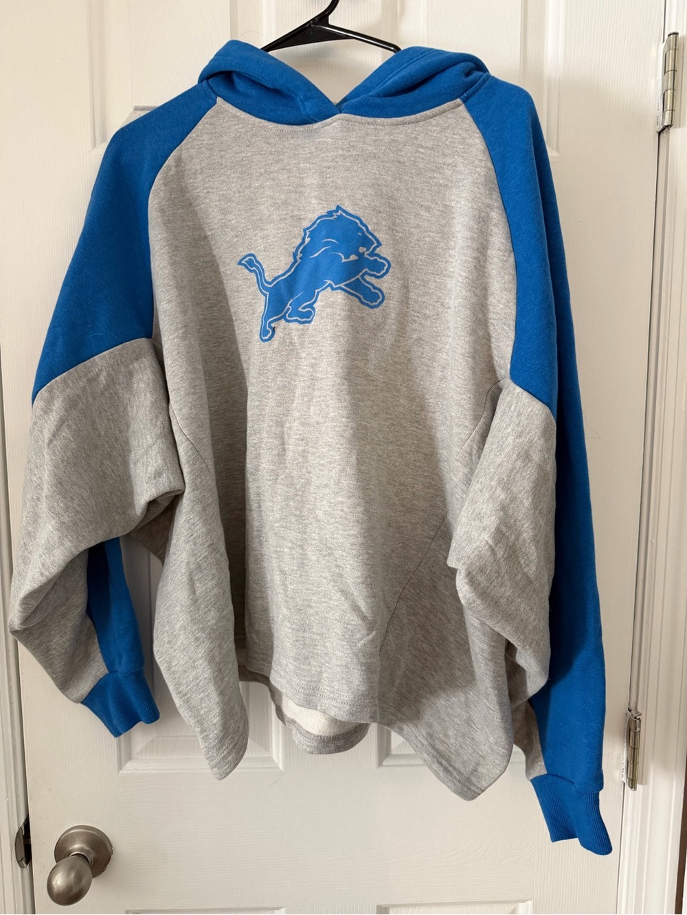 Gray & Blue Hooded Pullover Sweatshirt - Detroit Lions Logo